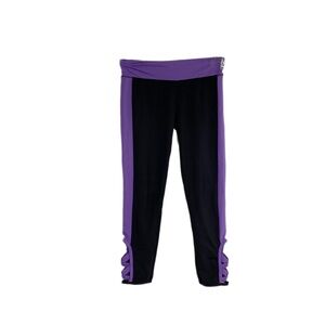 RBX Girls Criss Cross Ankle Purple Side Striped Athletic Leggings